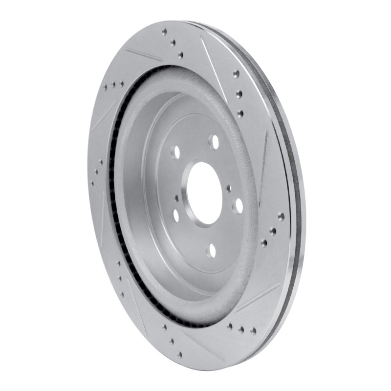 Lexus RX450hL Brake Rotor (1) - Rear Left - R1 Concepts - Drilled & Slotted - Silver - `16-`22